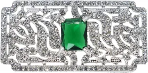 Green Crystal Rectangle Brooch Pins for Women Elegant Rhinestone Geometry Brooches Pin Fashion Jewelry for Party Dance Wedding Banquet Brooch for Women Girl Gift