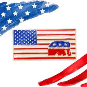 iLLASPARKZ Enamel American USA Flag Republican Elephant Pin Brooch