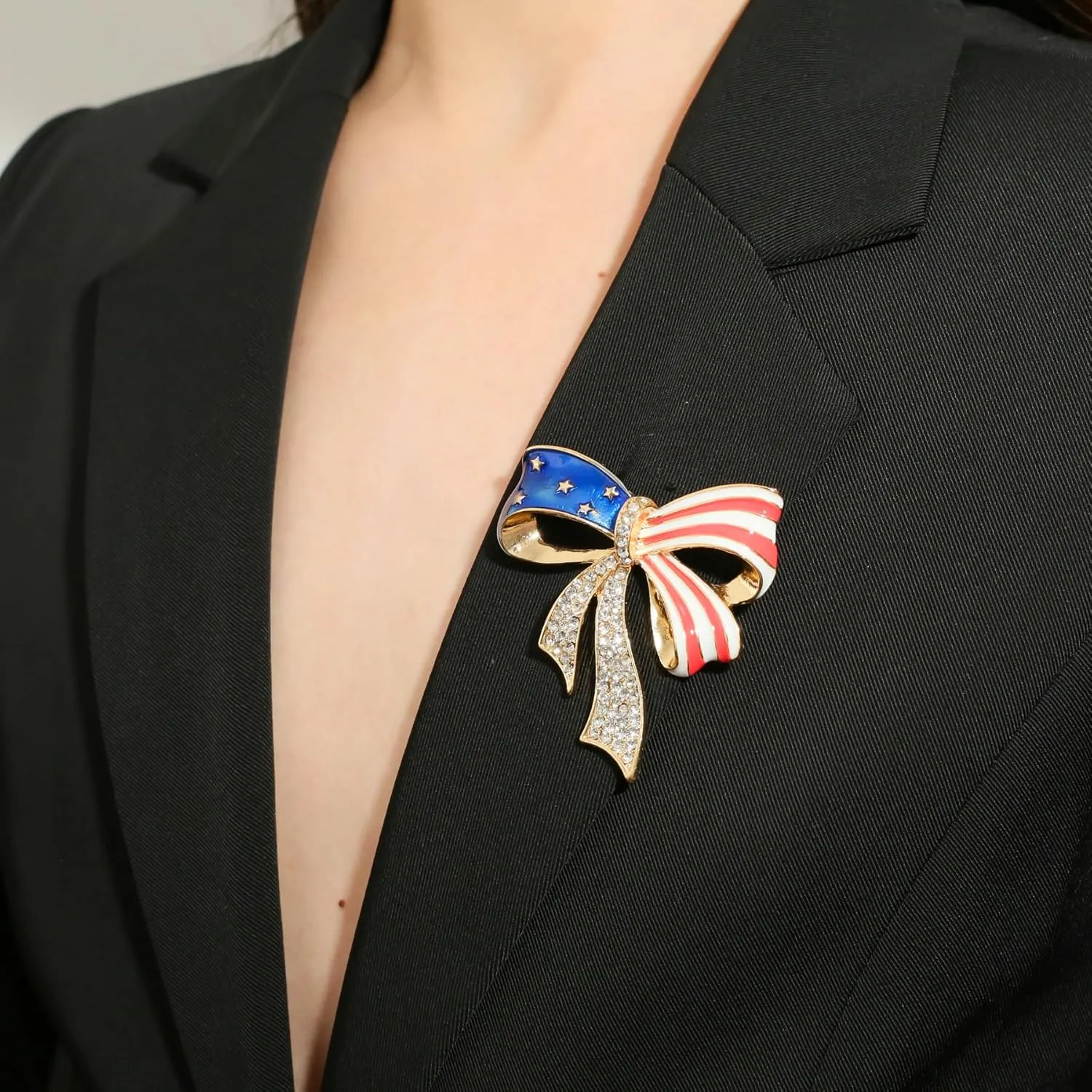 Independence Day Rhinestone Brooches United States Badge Enamel Brooch for Women July 4th American Flag Brooch Pin Accessories Gift