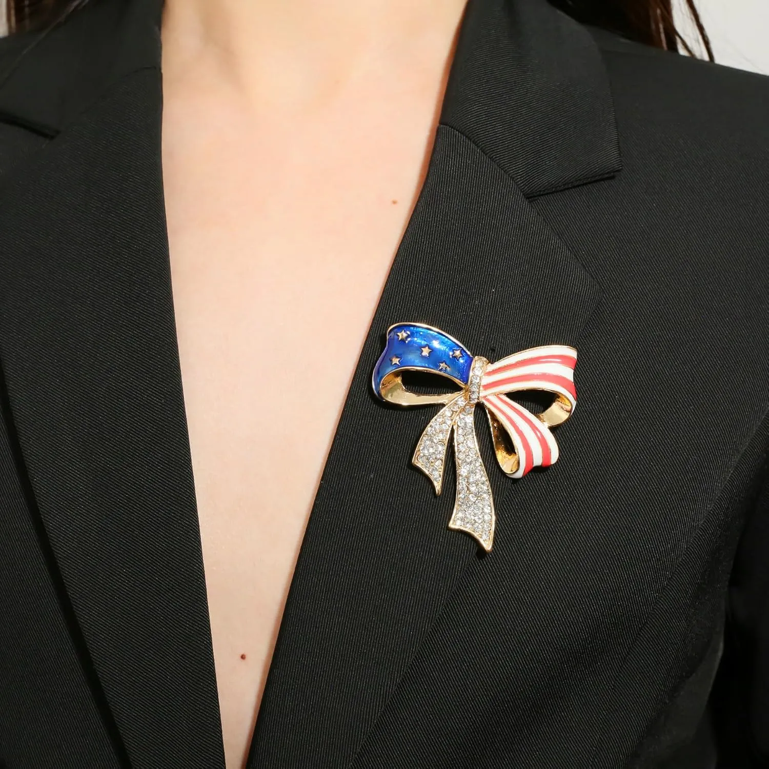 Independence Day Rhinestone Brooches United States Badge Enamel Brooch for Women July 4th American Flag Brooch Pin Accessories Gift