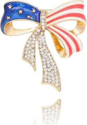 Independence Day Rhinestone Brooches United States Badge Enamel Brooch for Women July 4th American Flag Brooch Pin Accessories Gift