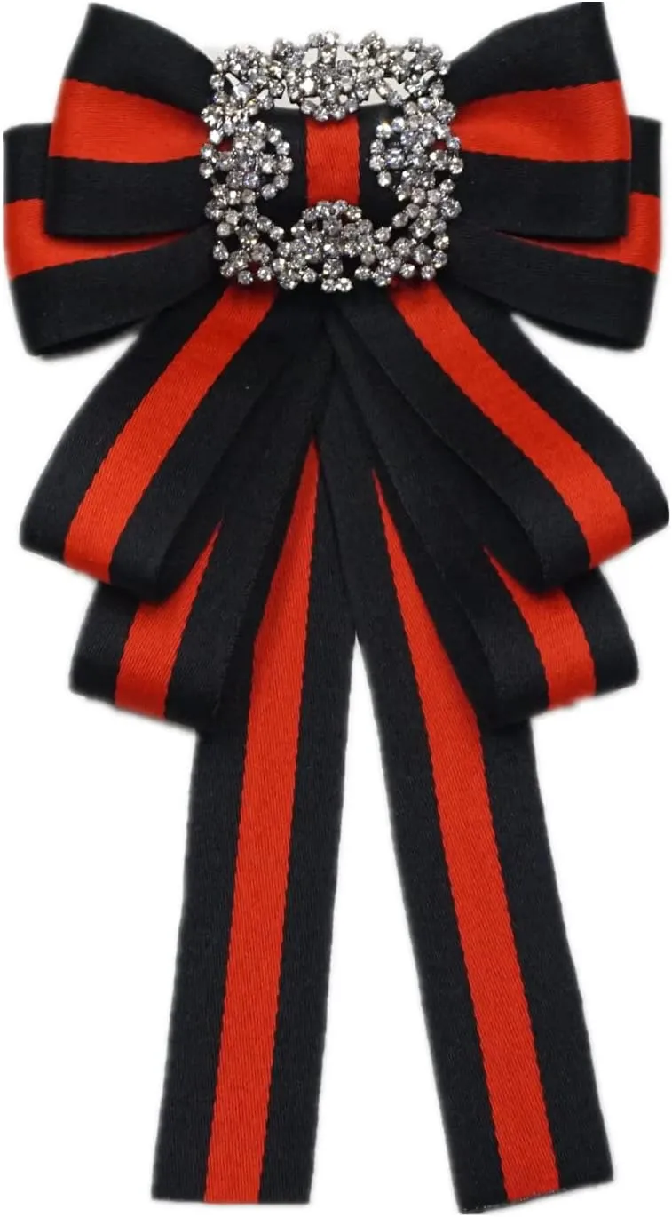 ladies girl bowknot bow tie suit shirt tie pins necktie pin brooch pre-tied ribbon brooches for Christmas (black/SR138)