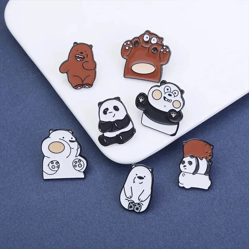 Lapel Pins Bear Panda Women's Brooch Jewelry for Clothing Metal Badges on Backpack Cap Enamel Pin Anime Pines Brooches