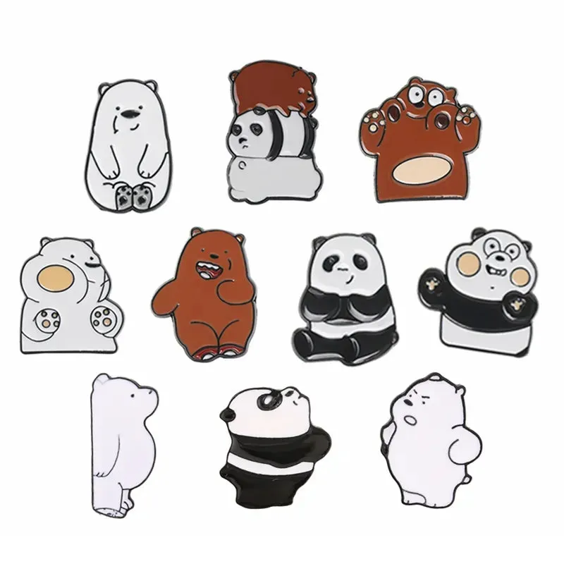 Lapel Pins Bear Panda Women's Brooch Jewelry for Clothing Metal Badges on Backpack Cap Enamel Pin Anime Pines Brooches