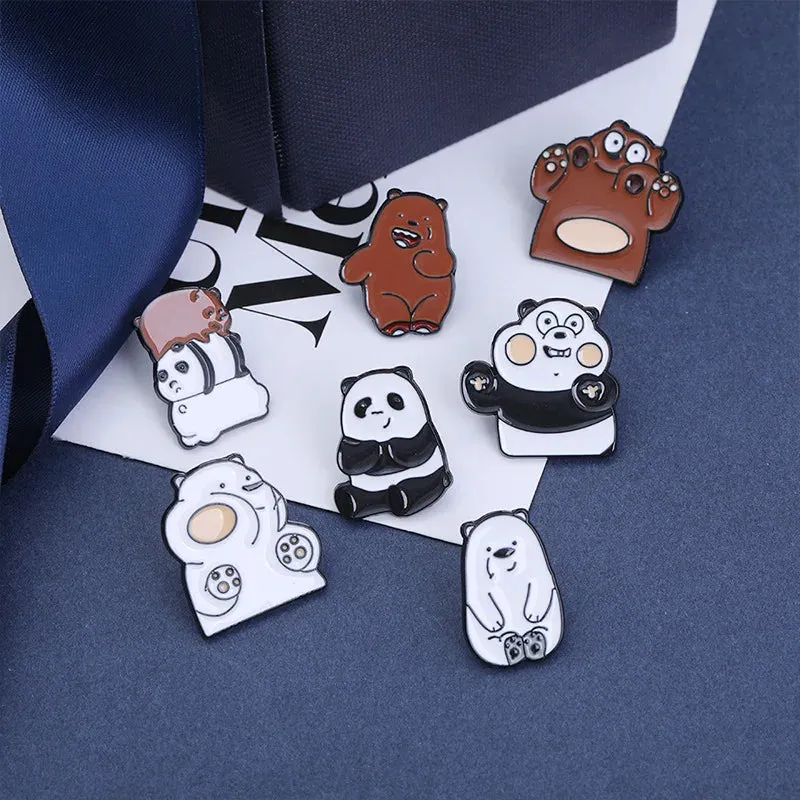 Lapel Pins Bear Panda Women's Brooch Jewelry for Clothing Metal Badges on Backpack Cap Enamel Pin Anime Pines Brooches