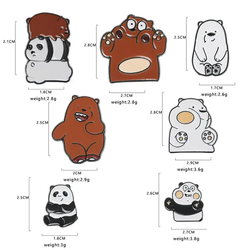 Lapel Pins Bear Panda Women's Brooch Jewelry for Clothing Metal Badges on Backpack Cap Enamel Pin Anime Pines Brooches