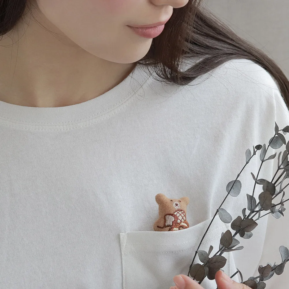 Little Bear and Bread Padded Brooch