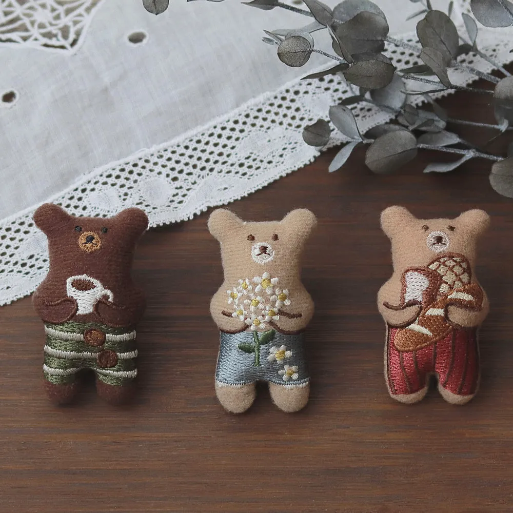 Little Bear and Bread Padded Brooch