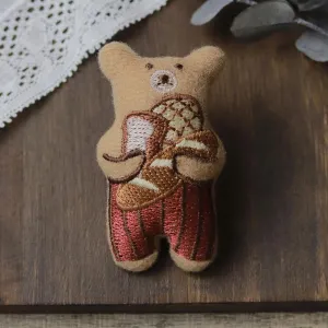 Little Bear and Bread Padded Brooch