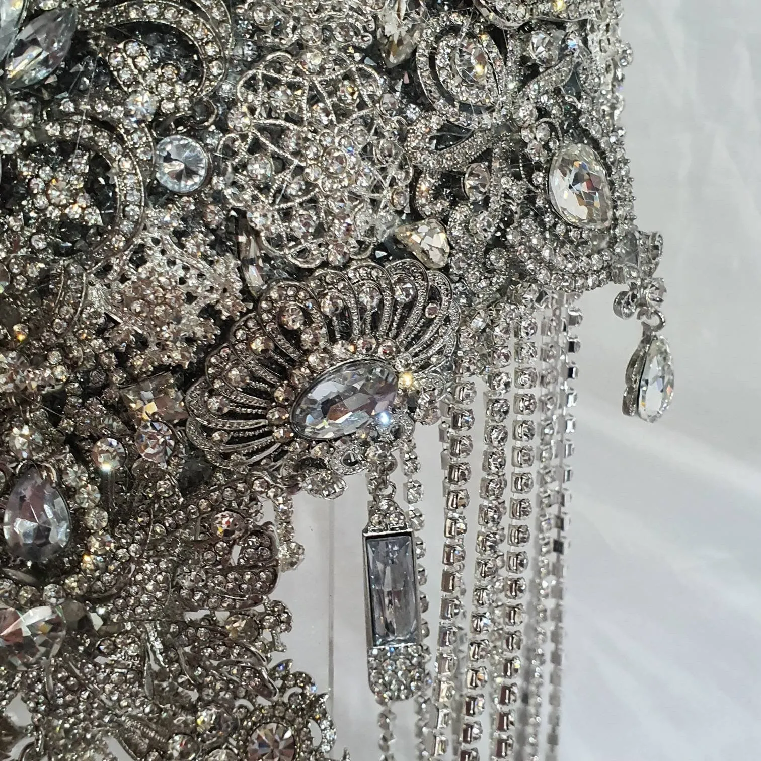 Luxury Brooch bouquet.7" Jewel crystal wedding bouquet, Bridal Brooch Bouquet,cascade Jewel bouquet by Crystal wedding uk