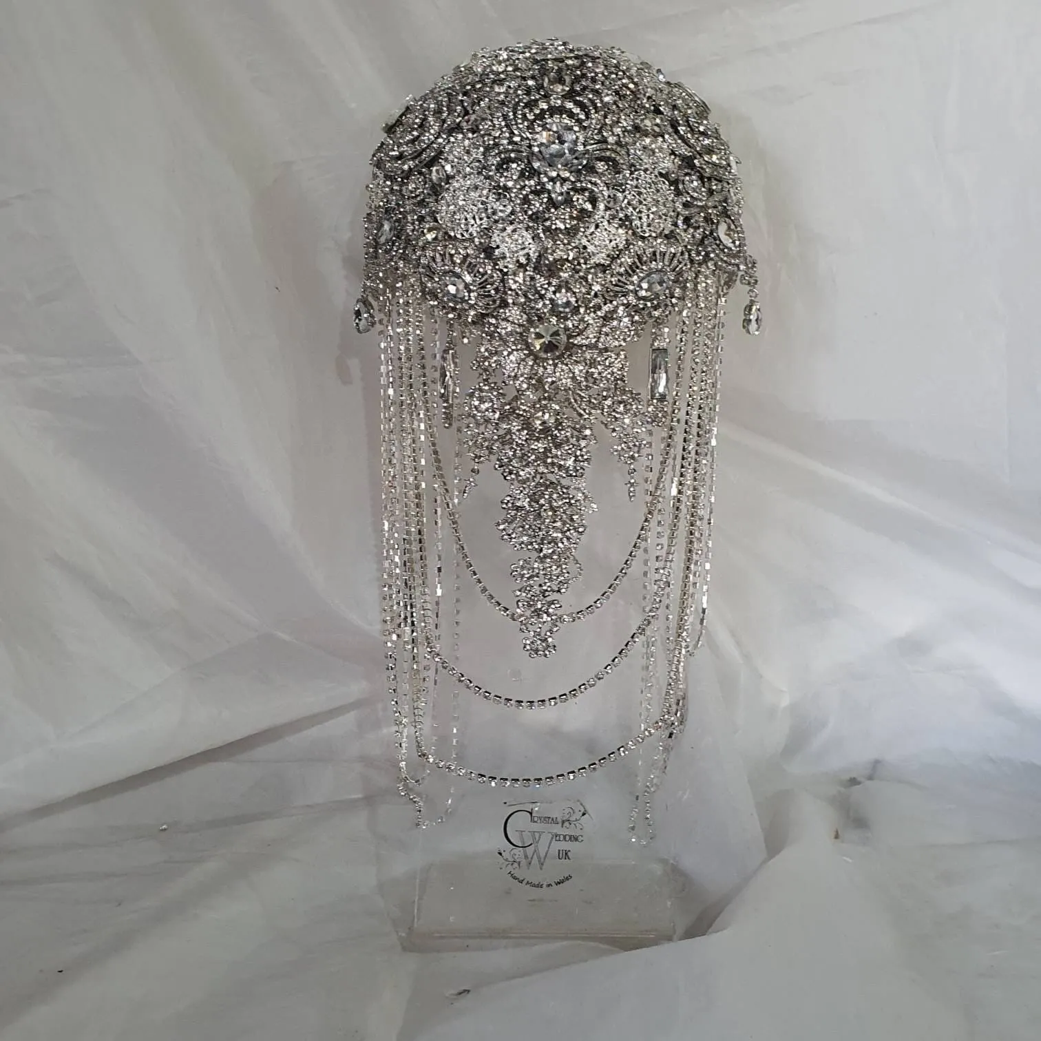Luxury Brooch bouquet.7" Jewel crystal wedding bouquet, Bridal Brooch Bouquet,cascade Jewel bouquet by Crystal wedding uk
