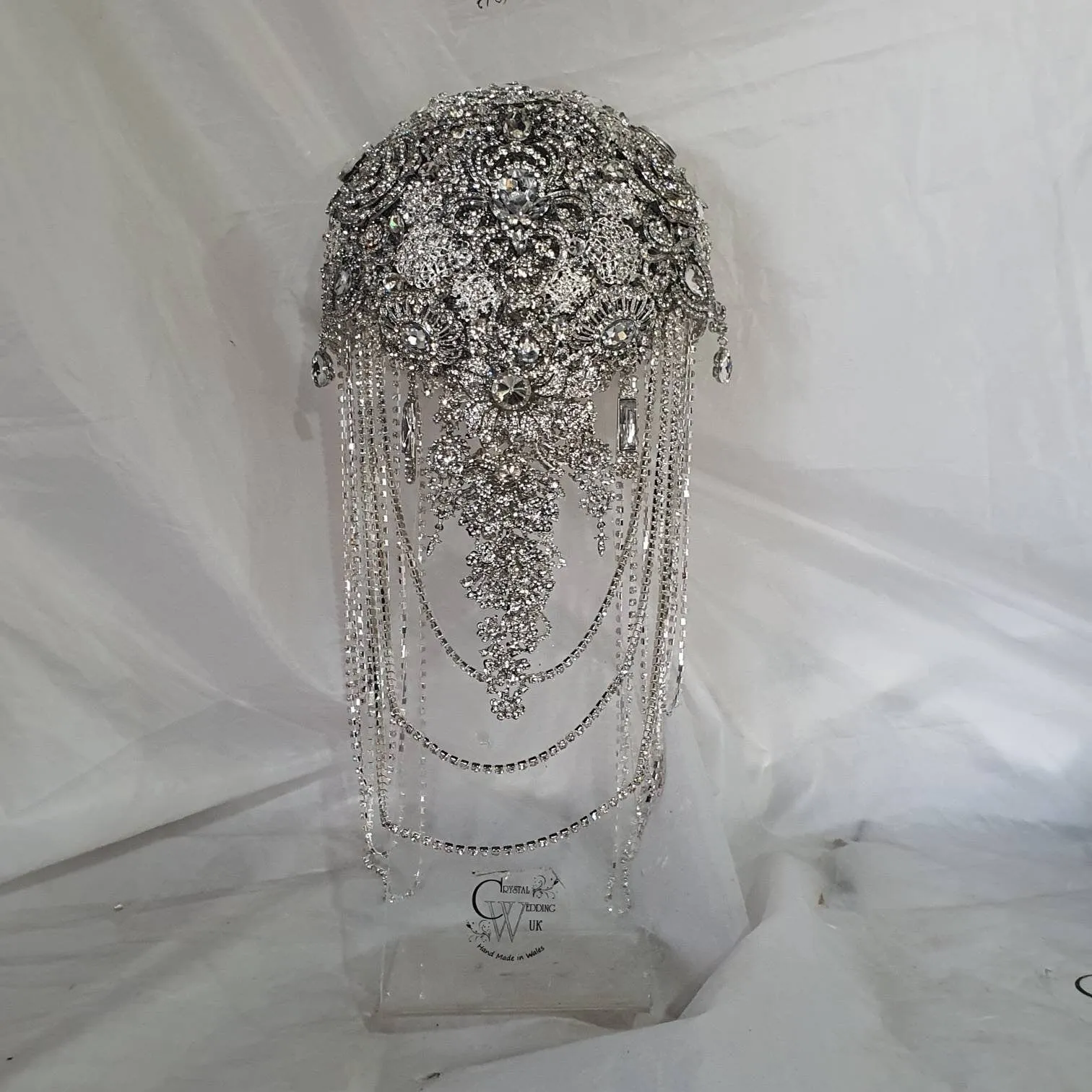 Luxury Brooch bouquet.7" Jewel crystal wedding bouquet, Bridal Brooch Bouquet,cascade Jewel bouquet by Crystal wedding uk