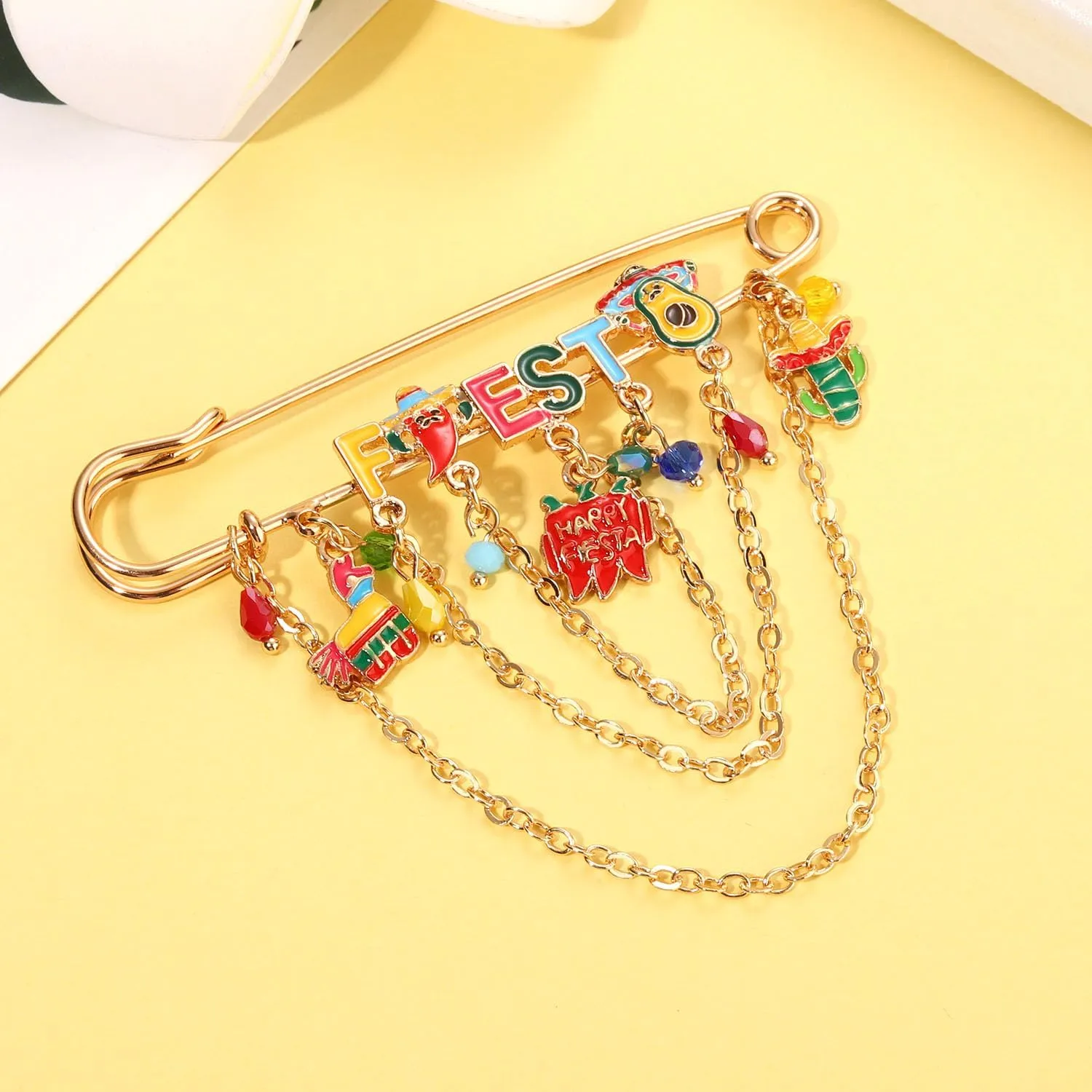 Mexican Brooches for Women Cinco-De Mayo Fiesta Brooch Pins Colorful Chili Cactus Sombrero Brooches Taco Tuesday Mexican Accessories Outfits Holiday Jewelry Gifts