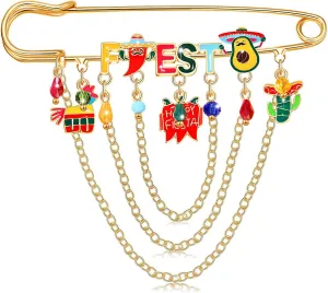 Mexican Brooches for Women Cinco-De Mayo Fiesta Brooch Pins Colorful Chili Cactus Sombrero Brooches Taco Tuesday Mexican Accessories Outfits Holiday Jewelry Gifts