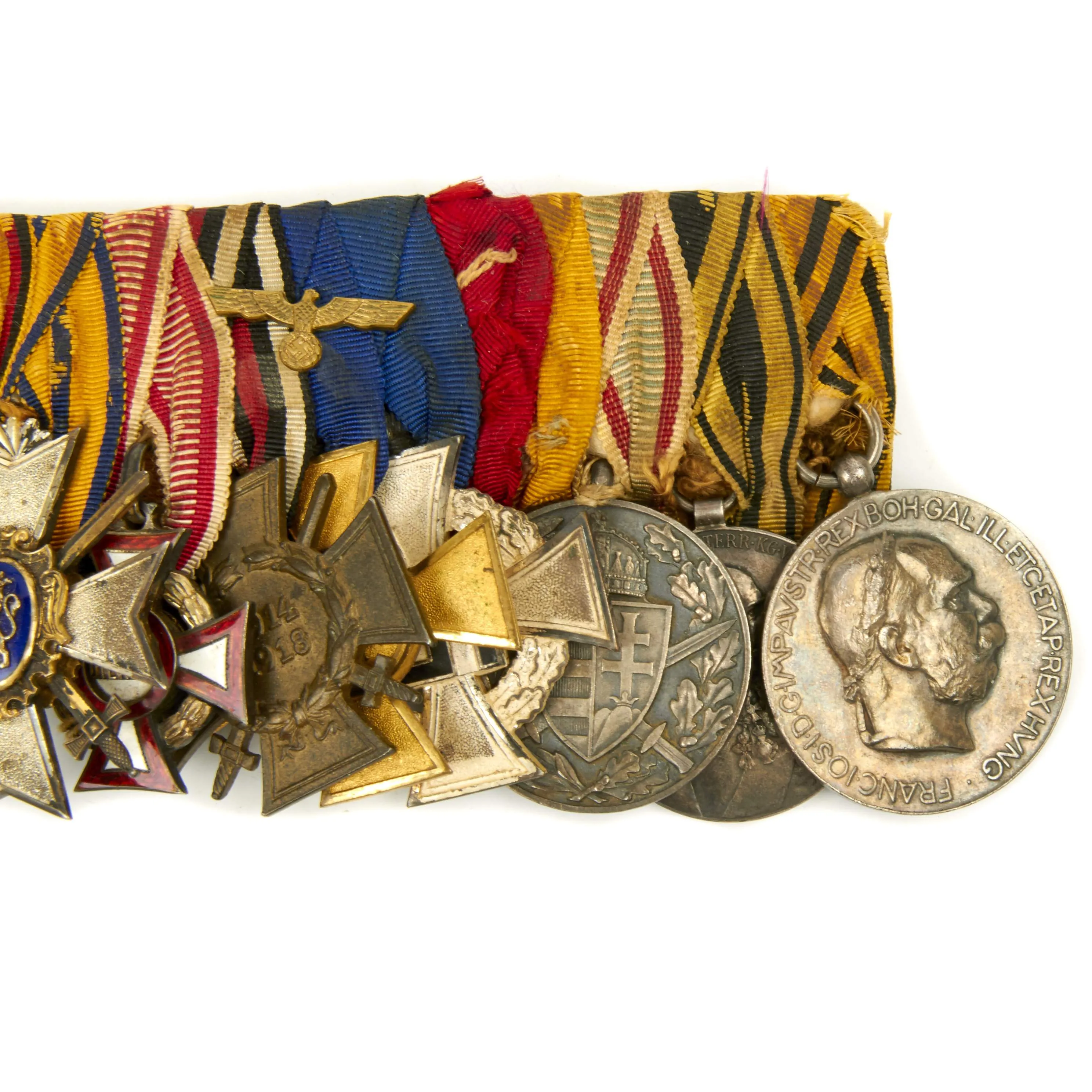 Original German WWI WWII High Ranking Officer Medal Bar - 13 Medals