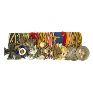 Original German WWI WWII High Ranking Officer Medal Bar - 13 Medals