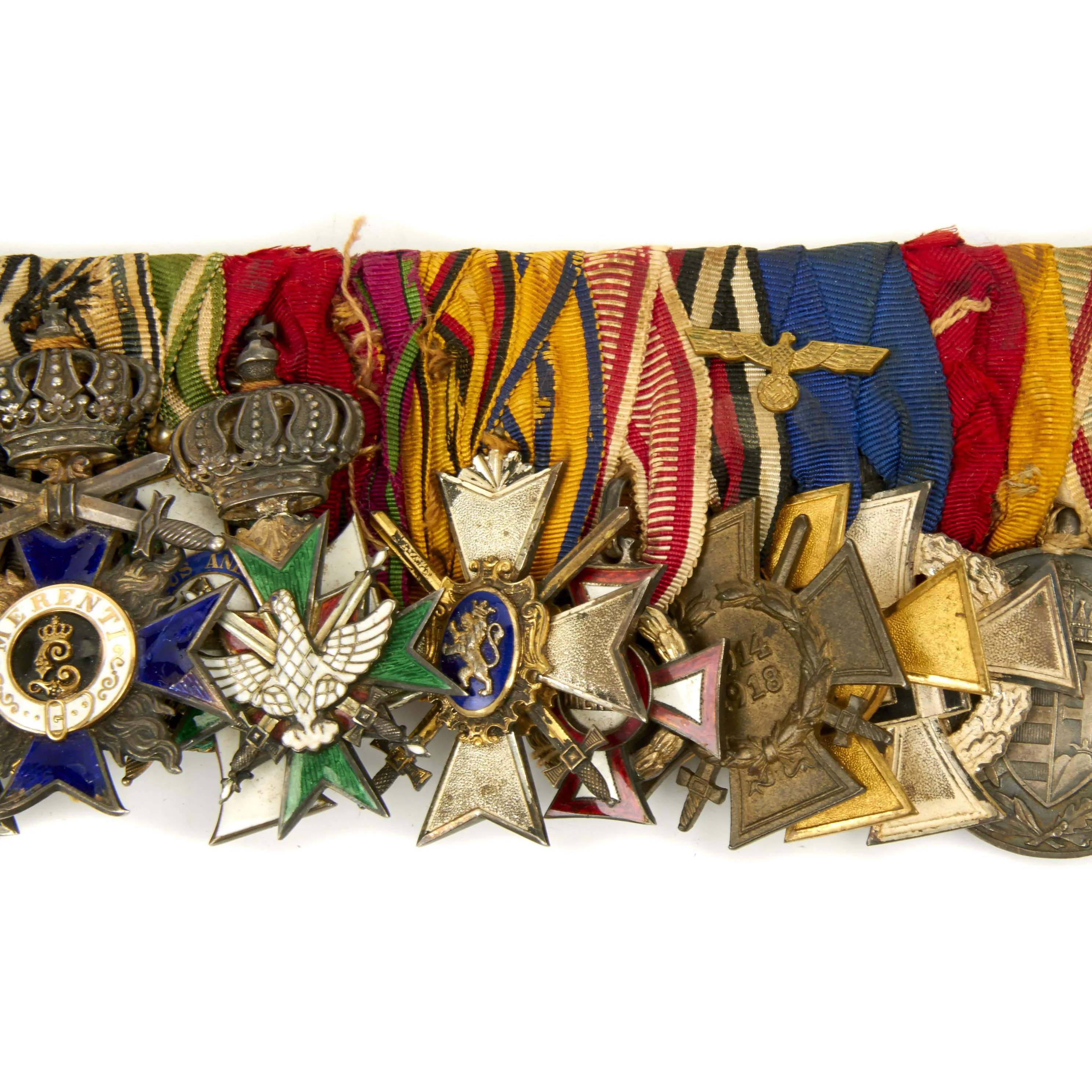 Original German WWI WWII High Ranking Officer Medal Bar - 13 Medals