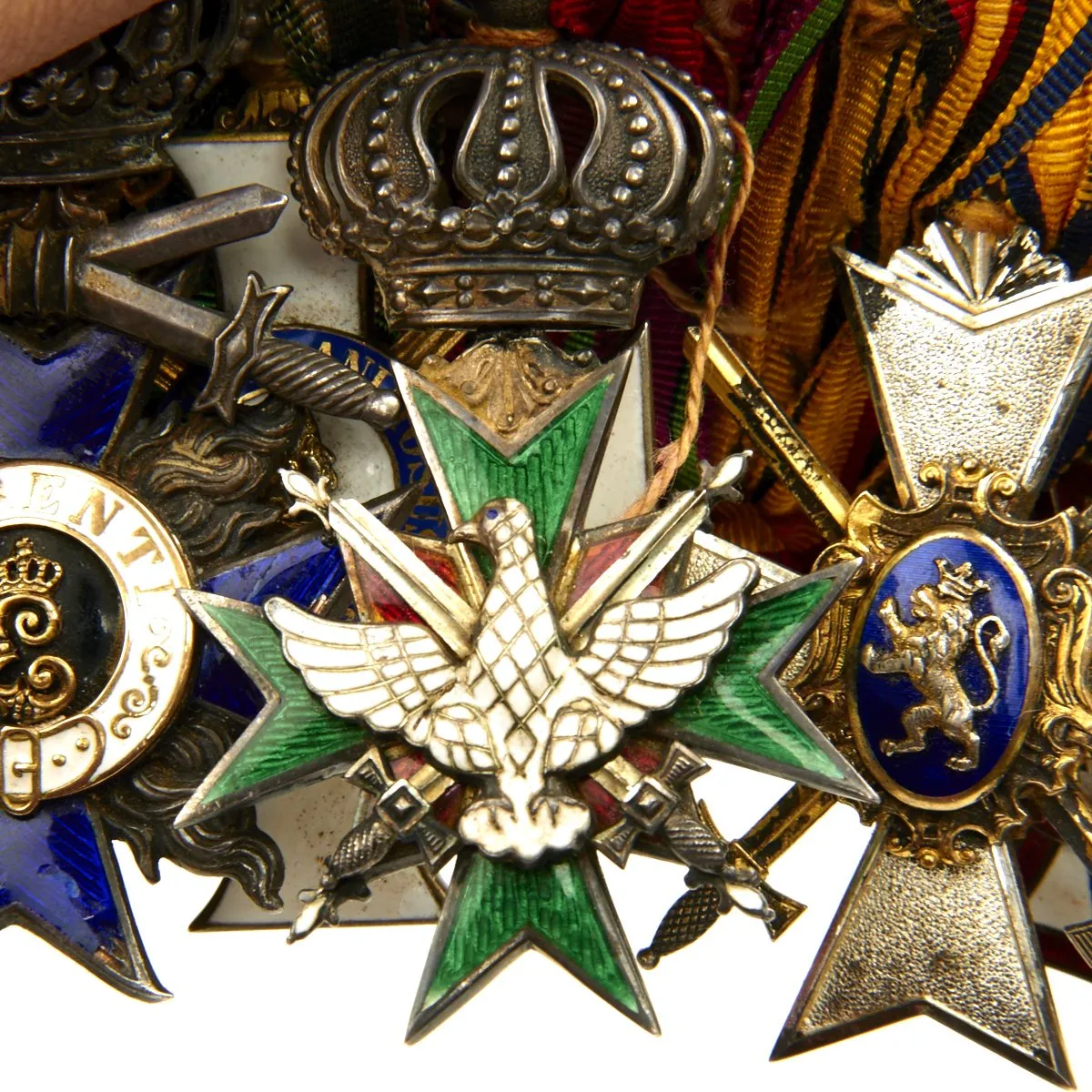 Original German WWI WWII High Ranking Officer Medal Bar - 13 Medals