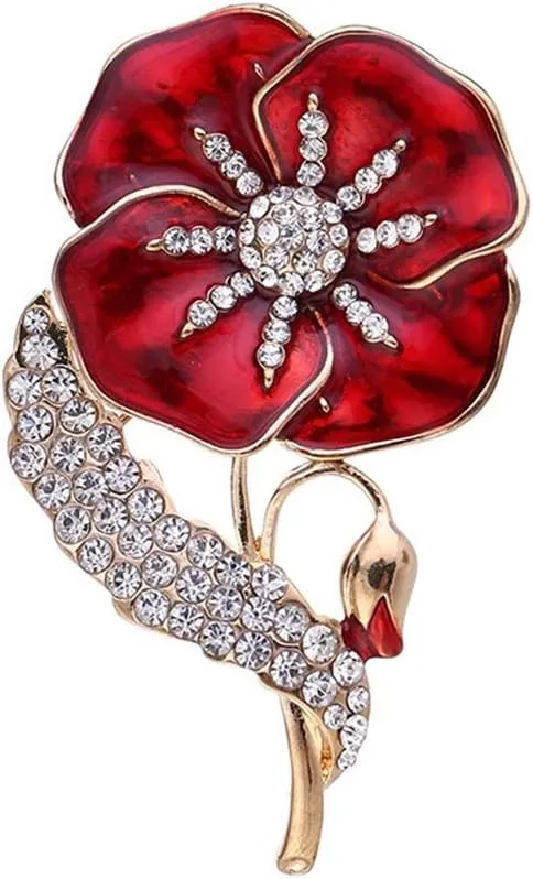 Poppy Brooch - Lapel Pin Remembrance Day Poppy Flower Badge Memorial Day Gifts for Veterans