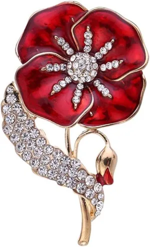 Poppy Brooch - Lapel Pin Remembrance Day Poppy Flower Badge Memorial Day Gifts for Veterans