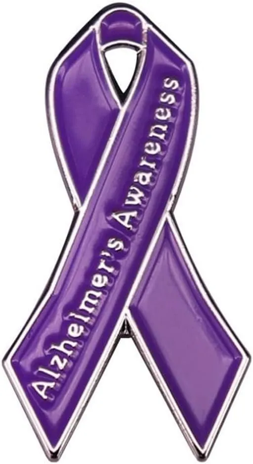 Purple Ribbon Brooches Alzheimer's Awareness Badges Enamel Pins Clothes Bag Lapel Button Pin Jewelry