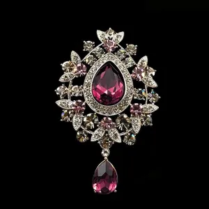Regency Treasure Brooch in Plum and Vintage Silver