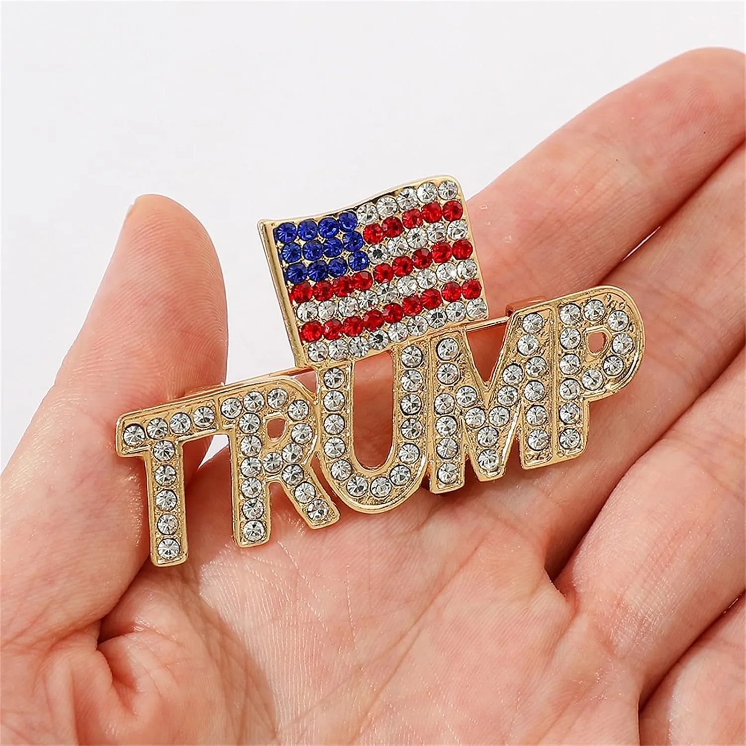 Rhinestone Bowknot USA Flag Brooch Pin for Women Fashion Crystal 4th of July American Patriotic Medal Blue Red Brooches Independence Memorial Day Jewelry