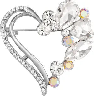 SELOVO Love Heart Rhinestone Cute Brooch Pin Shawl Pin Clothes Accessories