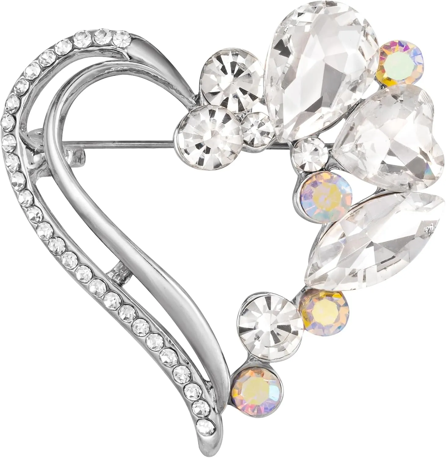 SELOVO Love Heart Rhinestone Cute Brooch Pin Shawl Pin Clothes Accessories