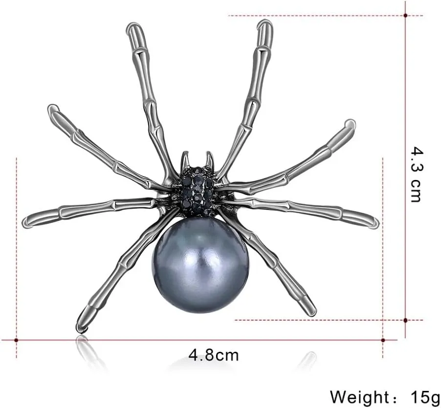 Spider Brooch Pins for Women, Pearl Spider Brooch Pin, Cute Spider Animal Brooch Lapel Pin, Bohemian Spider Brooches Pins for Women Hat Bag Suit Dress Accessories Jewelry