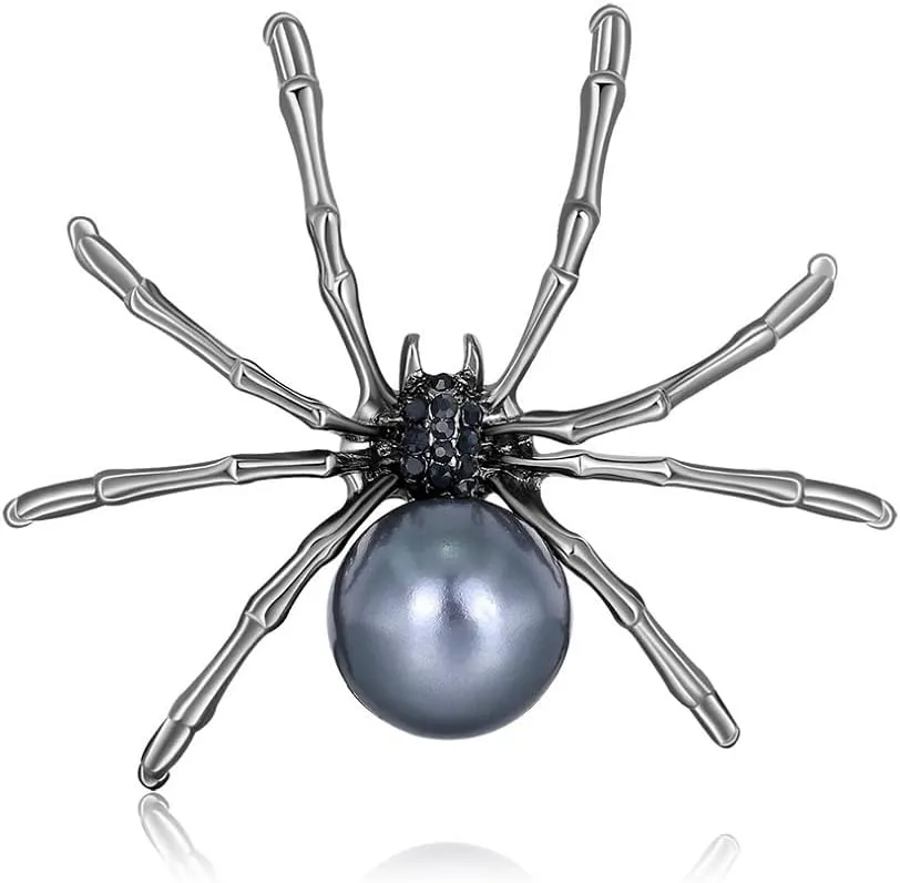 Spider Brooch Pins for Women, Pearl Spider Brooch Pin, Cute Spider Animal Brooch Lapel Pin, Bohemian Spider Brooches Pins for Women Hat Bag Suit Dress Accessories Jewelry