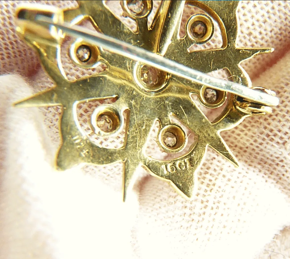 Victorian 15ct Gold Diamond And Seed Pearl Pendant With Necklace