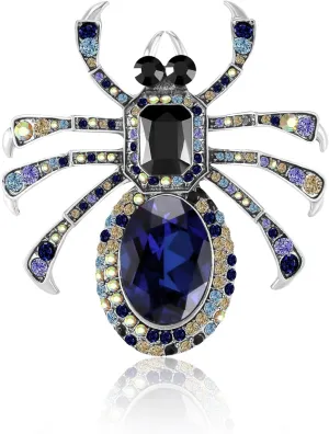 YOQUCOL Spider Crystal Brooches Pins for Women Zirconia Rhinestone Gothic Spider Shape Animal Lapel Brooch