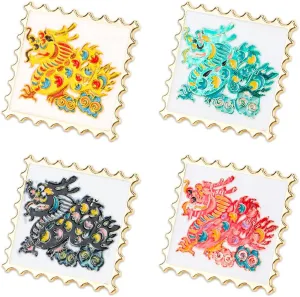 ZORZA 4Pcs Colorful Dragon Brooch Pins Cartoon Animal Enamel Lapel Brooch with Chinese Zodiac Dragon Badges for Stylish Bag,Hat & Scarf Accessories